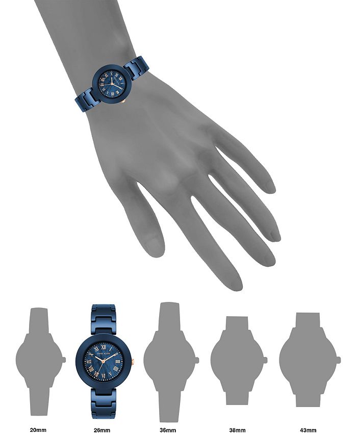 Anne Klein Women s Round Mother of Pearl Dial Ceramic Bracelet Watch in Navy