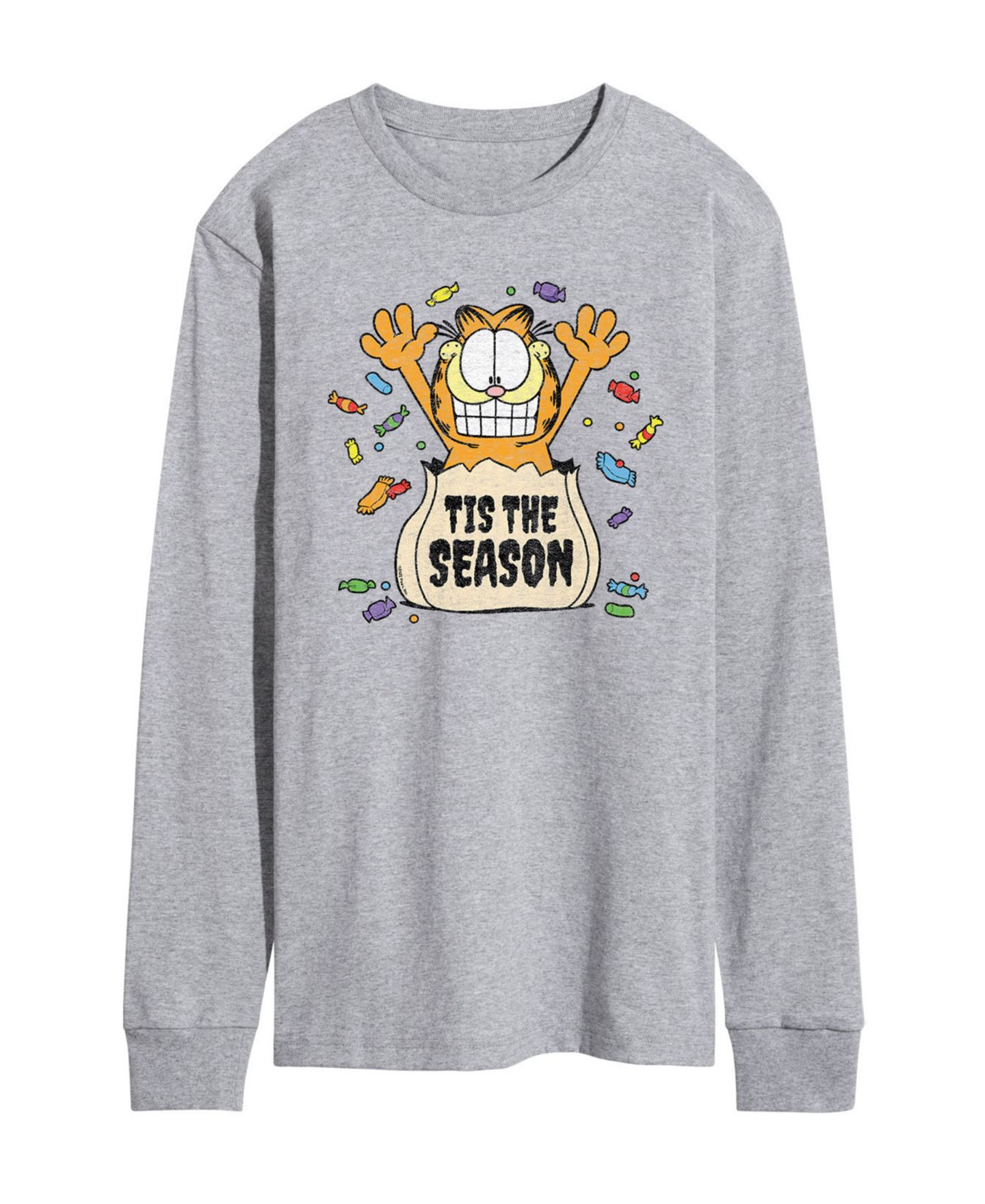 Мужская футболка AIRWAVES Garfield Tis The Season Long Sleeve, цвет: Серый — фото 1