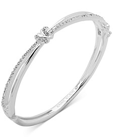 Silver-Tone Crystal Knot Hinge Bangle Bracelet 