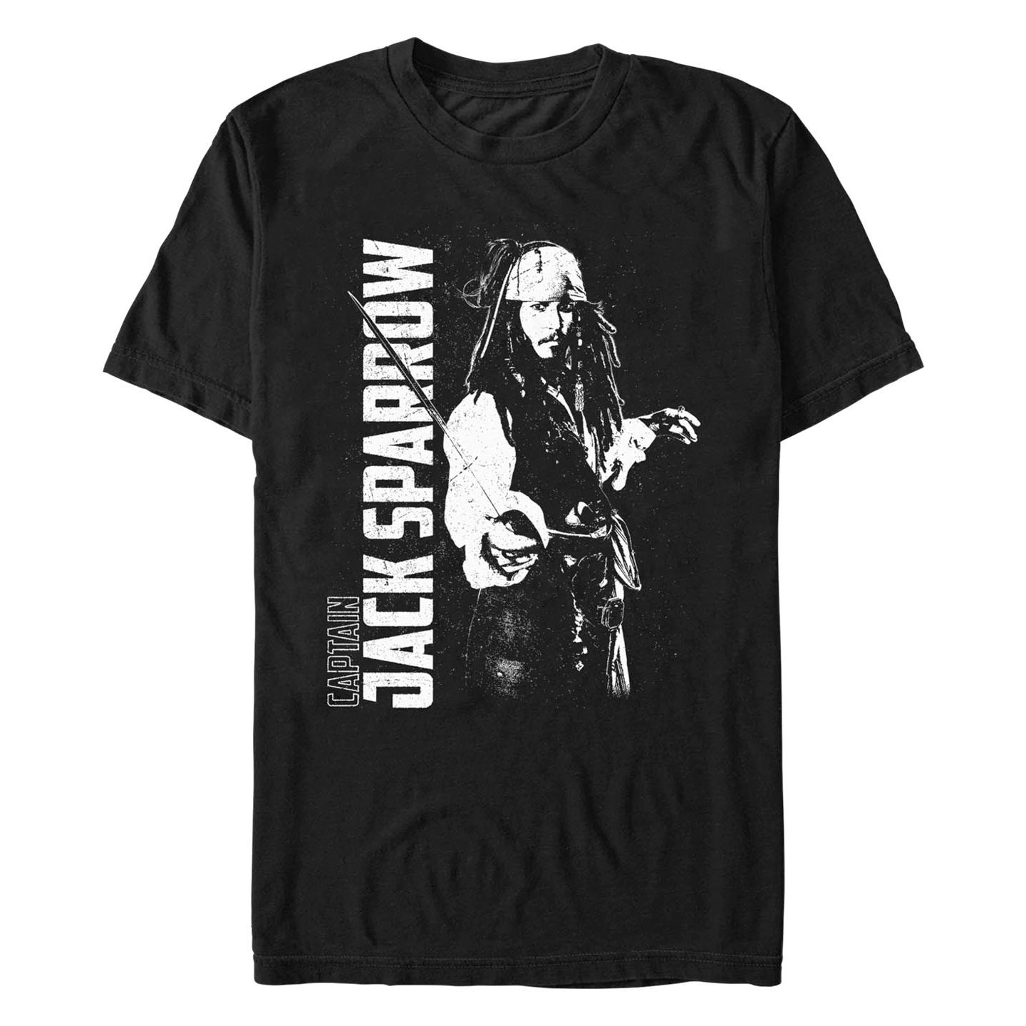 Мужская футболка Fifth Sun Pirates of The Caribbean Captain Jack Destroyed Short Sleeve, цвет: Чёрный — фото 1