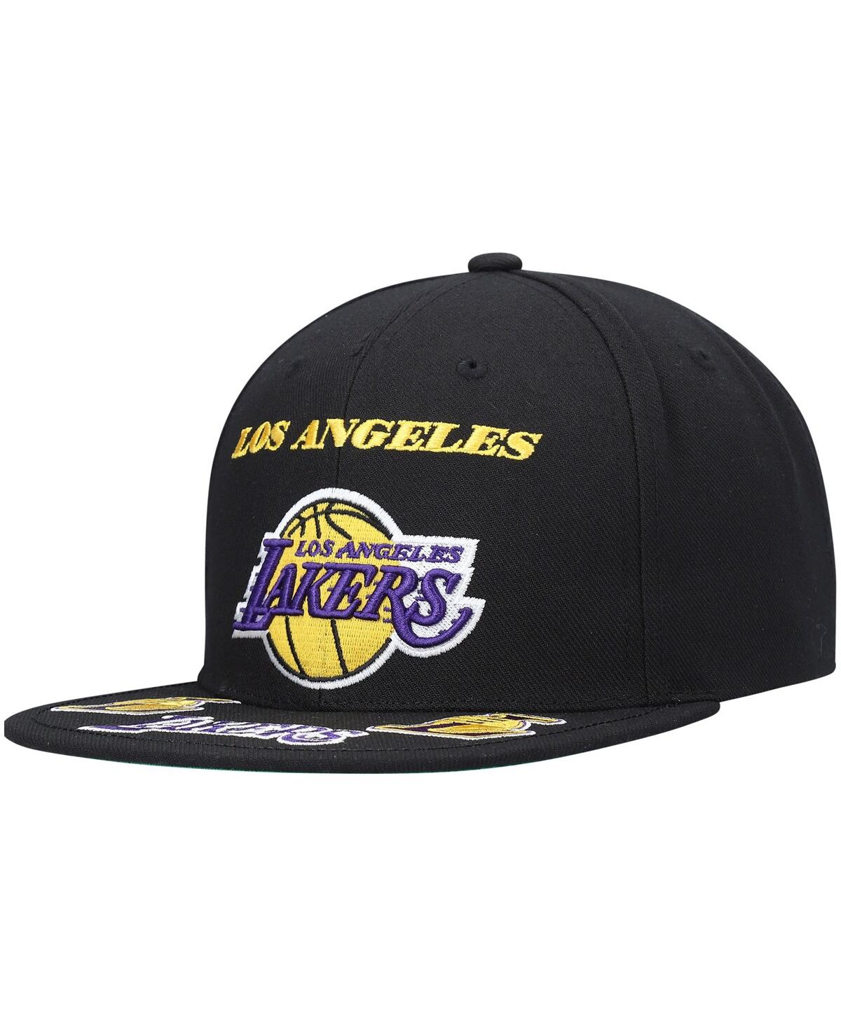 Men's Mitchell & NessLos Angeles Lakers Front Loaded Snapback Hat - Black