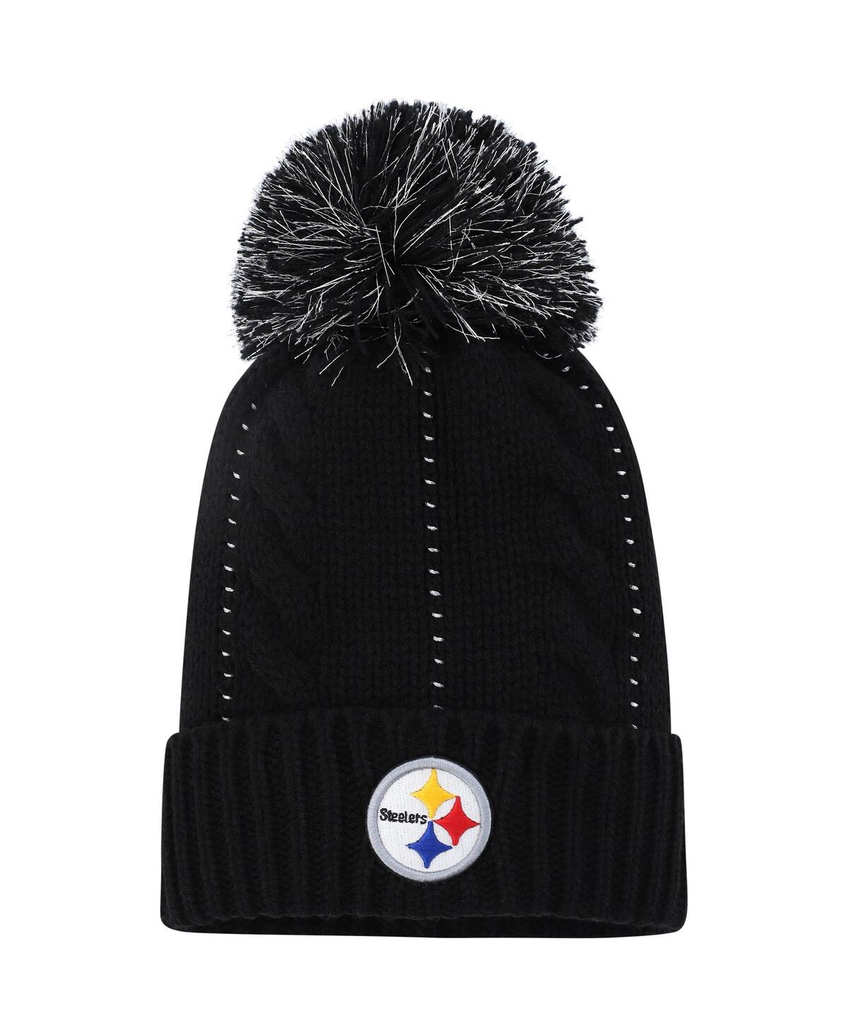 Women's '47Pittsburgh Steelers Bauble Cuffed Knit Hat with Pom - Black