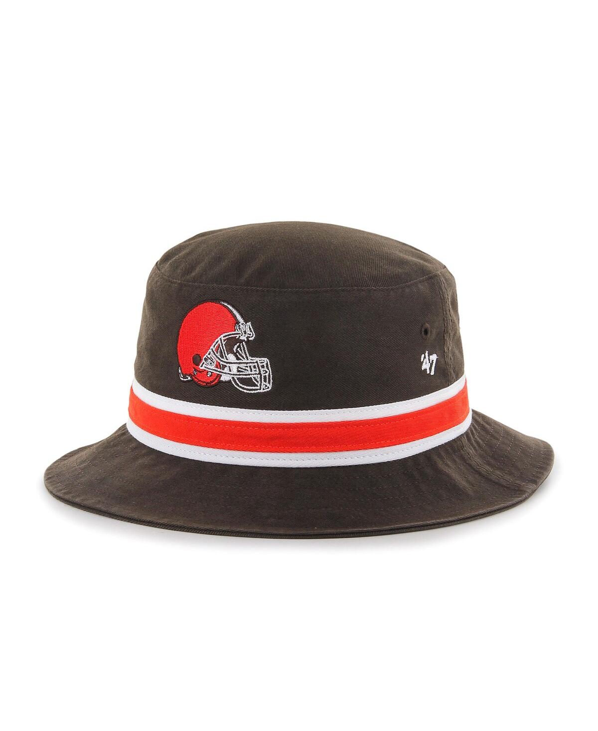 47 Brand Men's ' Brown Cleveland Browns Logo Striped Bucket Hat