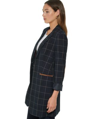 Women's Windowpane One-Button Blazer