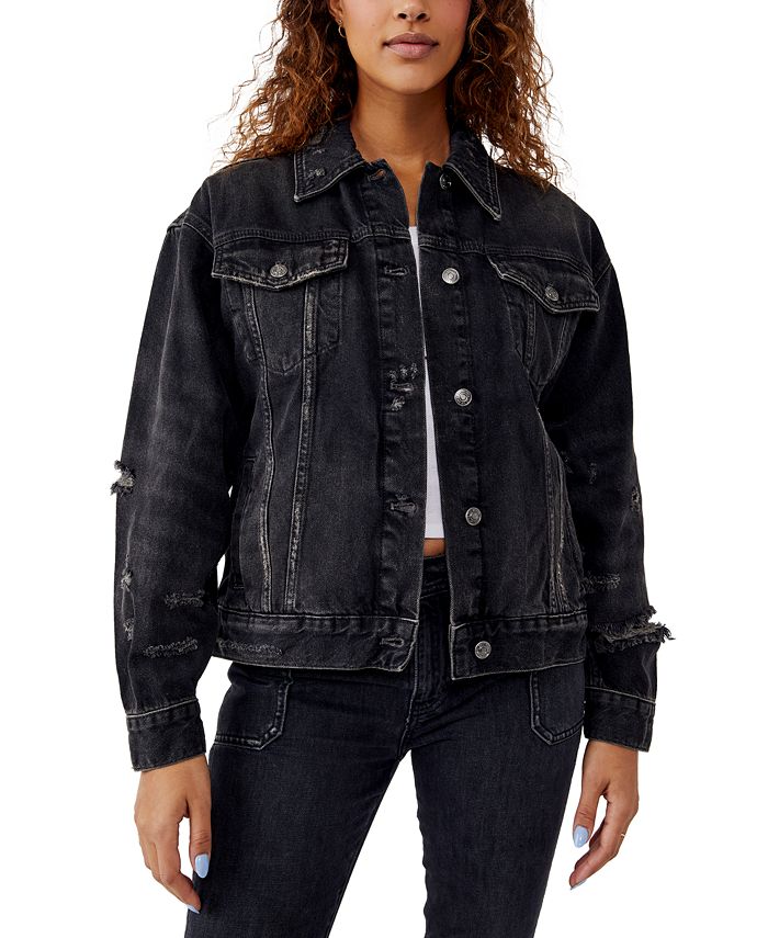 Free People Women's Jolene Denim Trucker Jacket Macy's