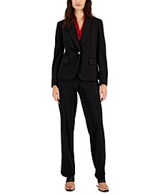 Women's One-Button Blazer, Tie-Front Blouse, & Pull-On Pants