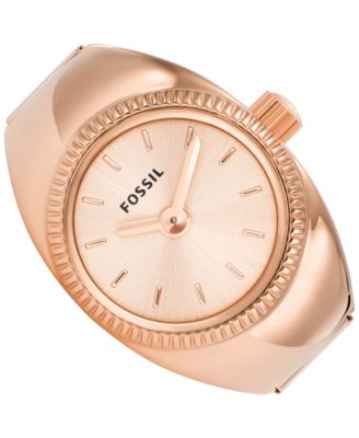Fossil Women's Ring Watch Two-Hand Rose Gold-Tone Stainless Steel Bracelet Watch, 15mm