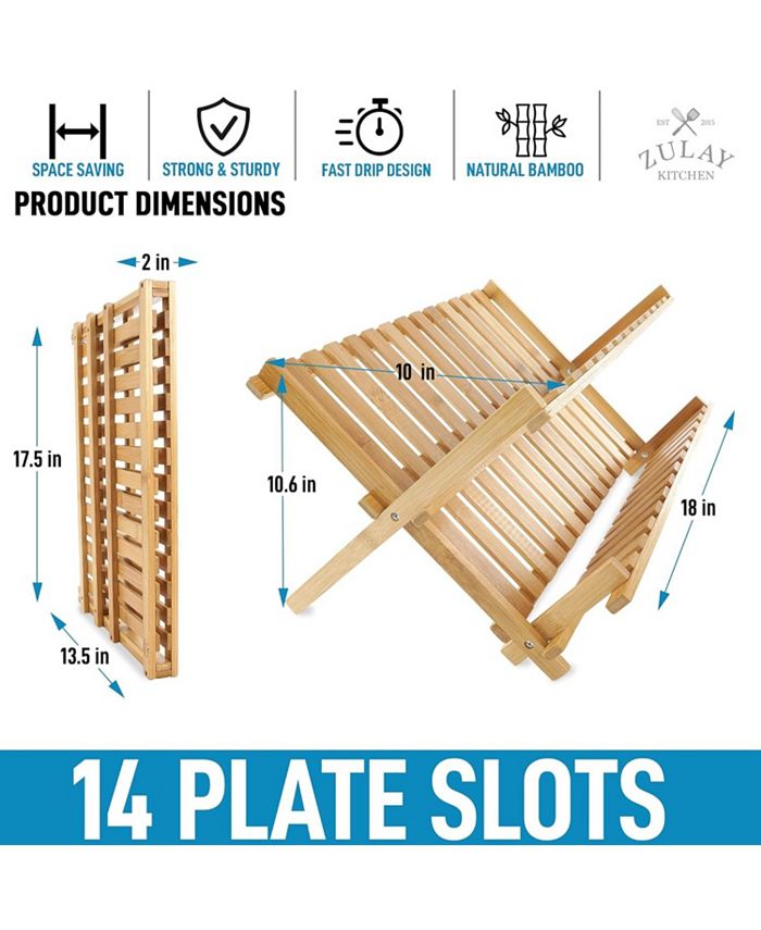 Zulay Kitchen Foldable Bamboo Dish Drying Rack 2Tier Macy's