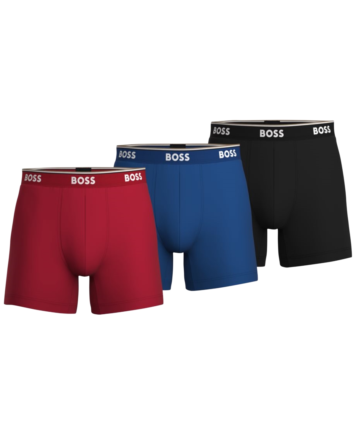 Boss by Hugo Boss Men's 3-Pk. Power Stretch Assorted Color Solid Boxer Briefs - Open