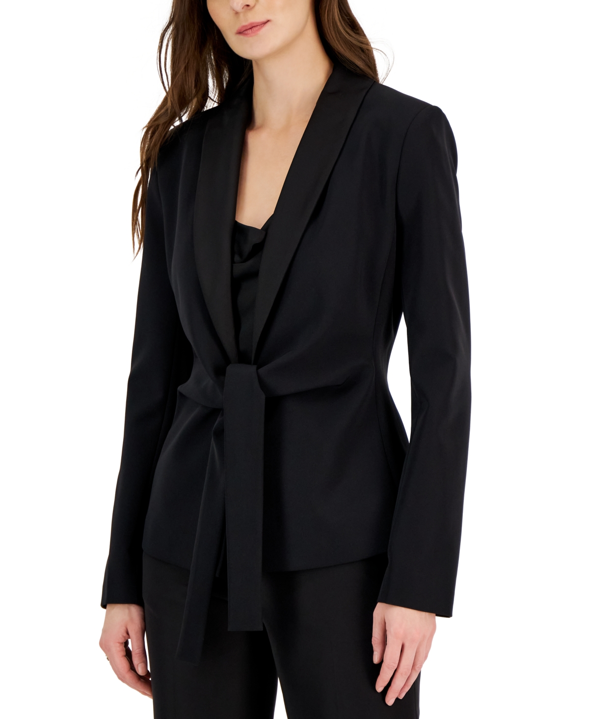 Donna Karan Women's Solid-Color Shawl-Collar Tie-Front Jacket