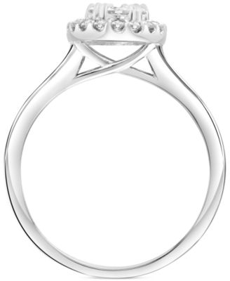 Diamond Oval Cluster Engagement Ring (1/2 ct. t.w.) in 14k White Gold