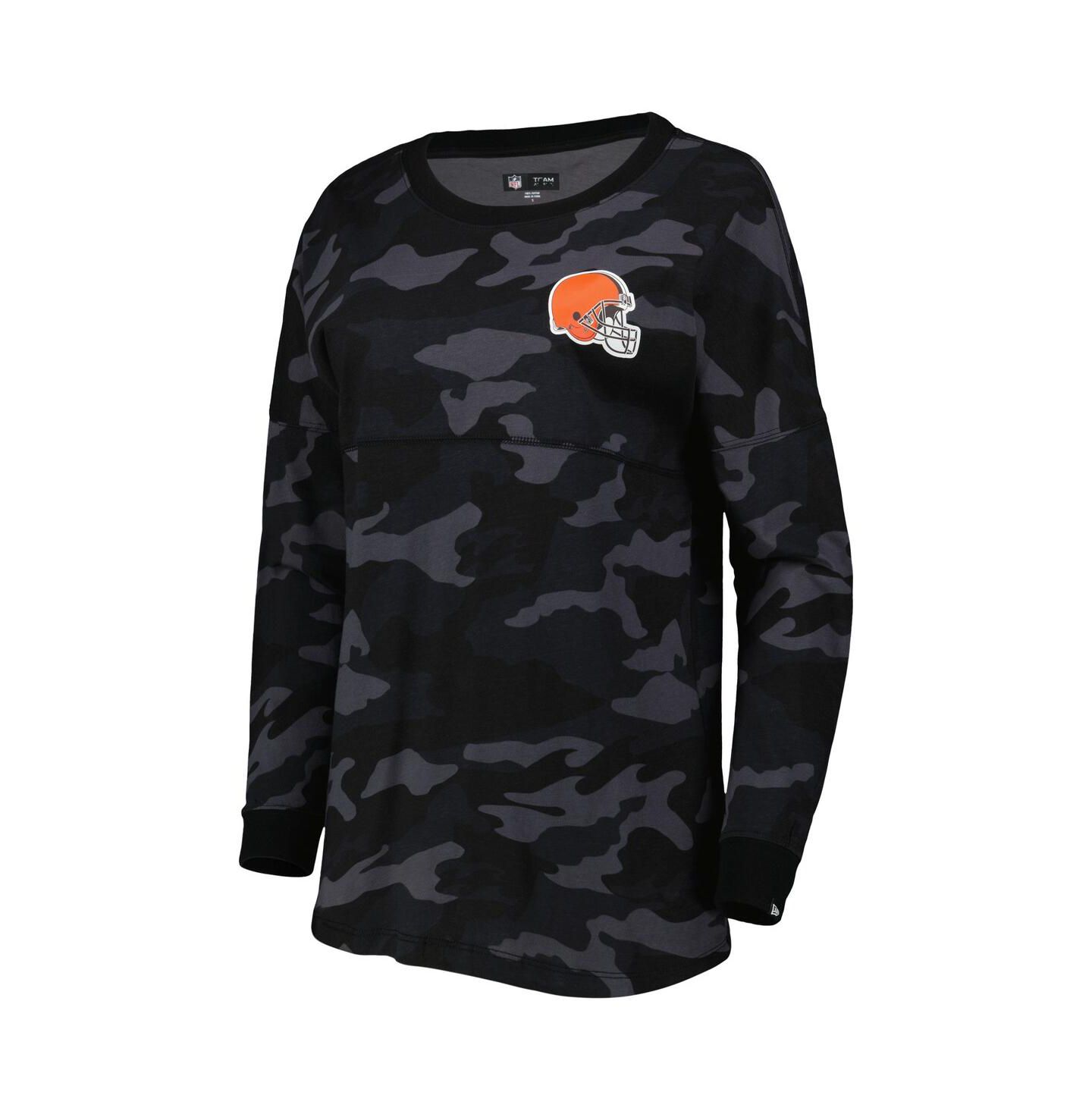 Женская футболка New Era Black Cleveland Browns Camo Long Sleeve — фото 3