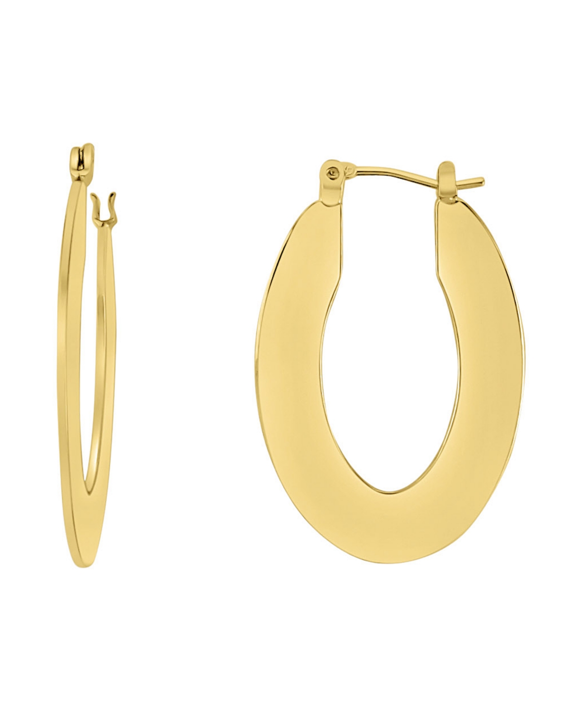High Polished Oval Hoop Earring - Gold Plated
