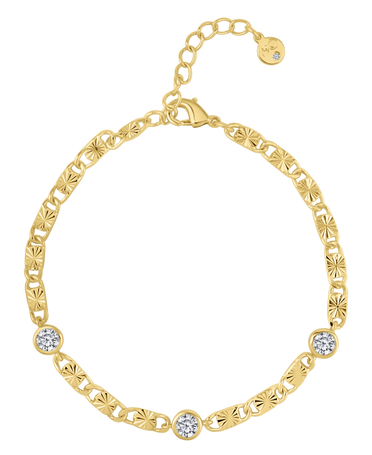 Cubic Zirconia Diamond Cut Chain Bracelet - Gold Plated