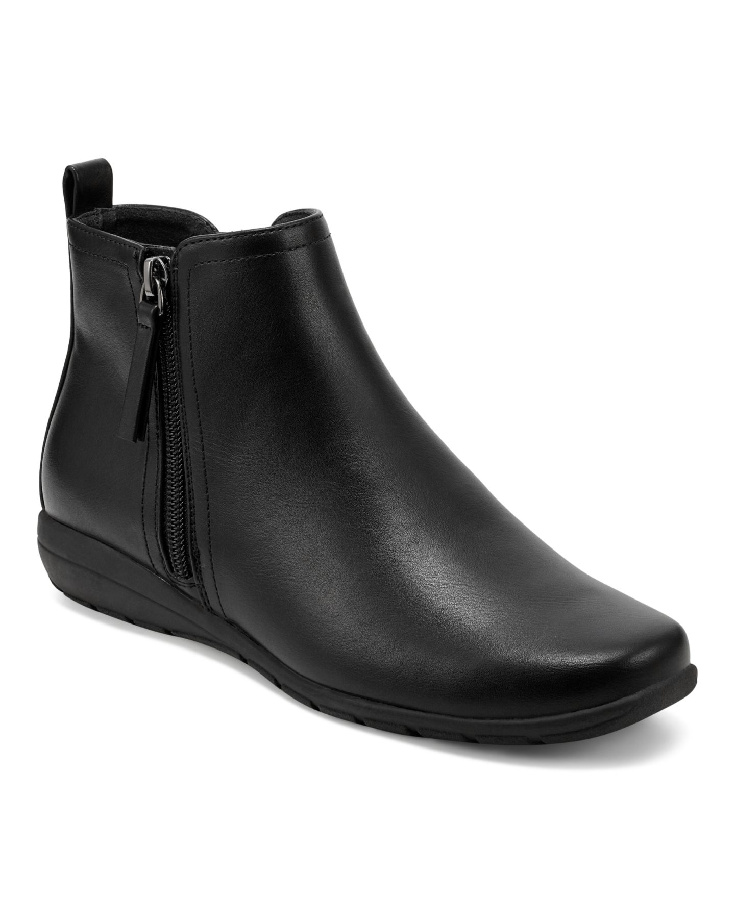 Женские ботинки Easy Spirit Aleena Casual Round Toe Booties, цвет: Чёрный гладкий — фото 1