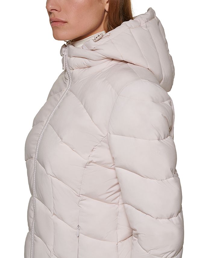 Calvin Klein Women's Hooded Stretch Packable Puffer Coat, Created for