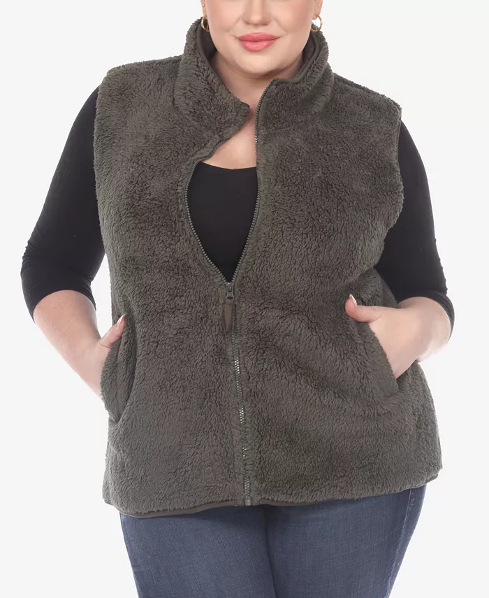 Plus Size Women's Zip Up Sherpa Vest Jacket - thumbnail 6