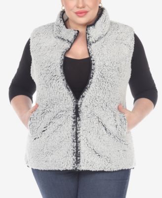 Plus Size Women's Zip Up Sherpa Vest Jacket