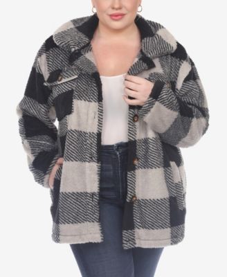 Plus Size Plaid Shacket Jacket
