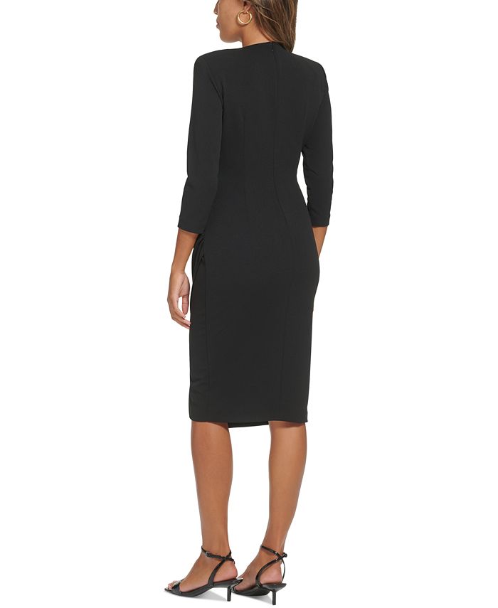 Calvin Klein Scuba Crepe 3/4-Sleeve Sheath Dress & Reviews - Dresses ...