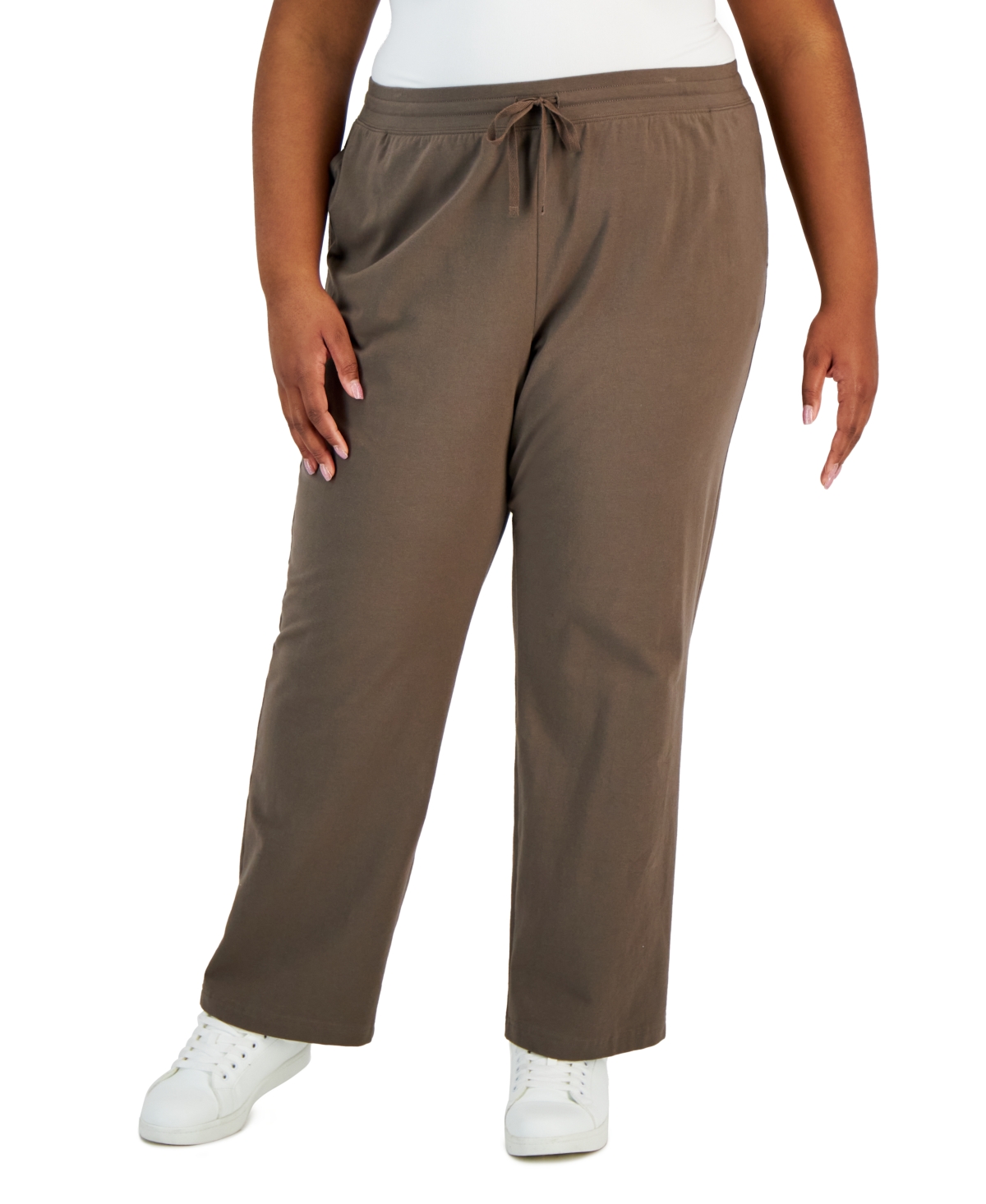 Karen Scott Plus Size Knit Drawstring Pants Created For Macy s In Brown Clay ModeSens