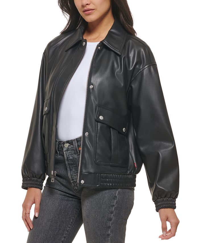 Levi's Women's FauxLeather Relaxed Dad Bomber Jacket & Reviews