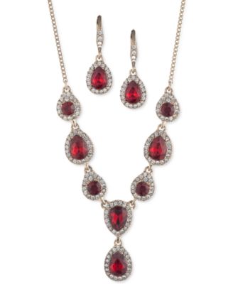 Givenchy - Gold-Tone 2-Pc. Set Stone & Crystal Halo Statement Necklace & Matching Drop Earrings