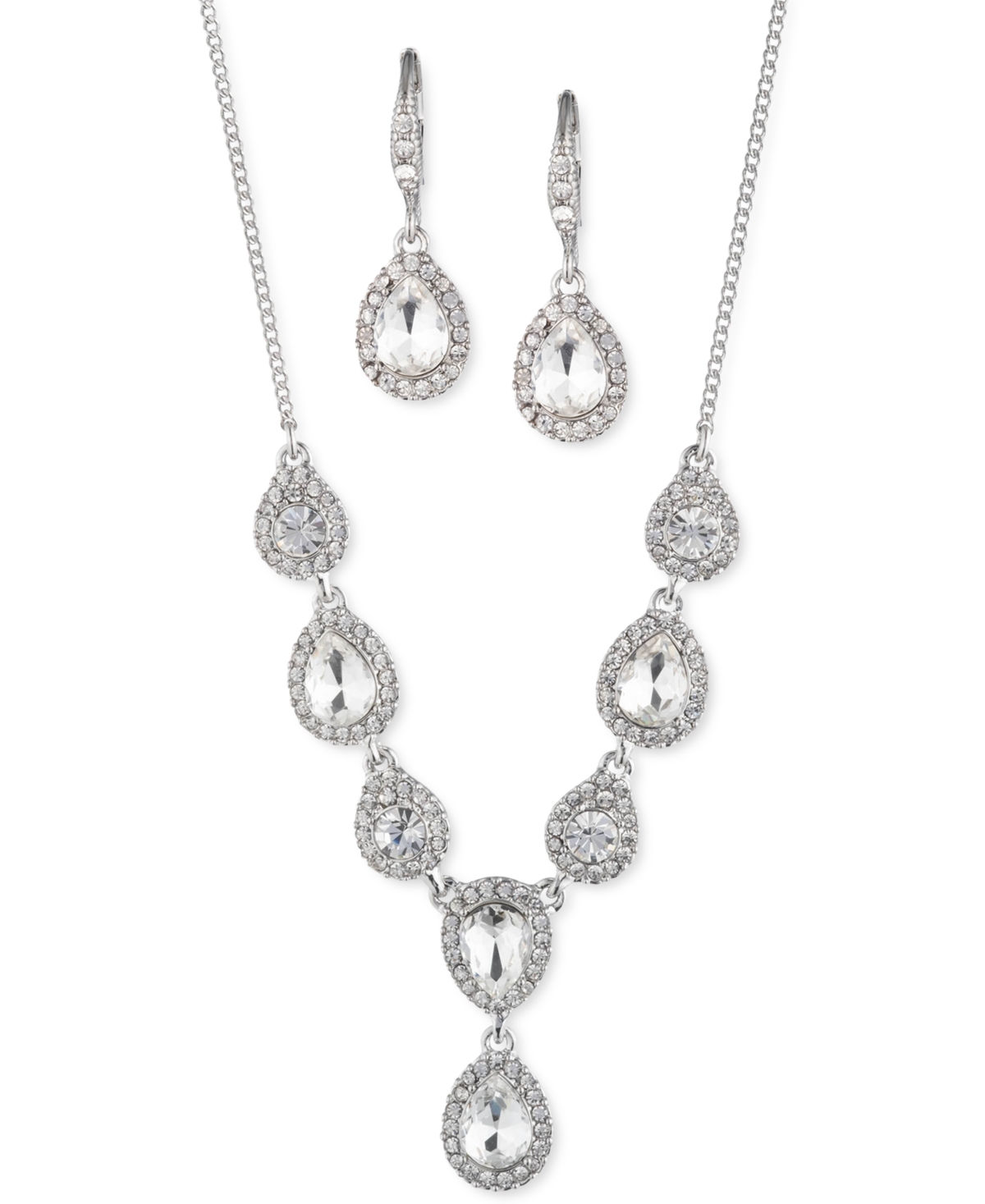 Givenchy Gold Tone 2 Pc. Crystal Halo Statement Necklace Matching Drop Earrings Smart Closet