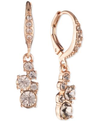 Silver-Tone 2-Pc. Set Stone Scatter Cluster Cuff Bangle Bracelet & Matching Drop Earrings