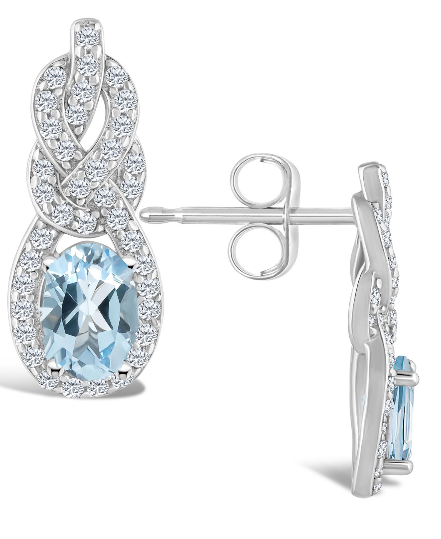 Topaz (3/4 ct. t.w.) Halo Drop Earrings in Sterling Silver