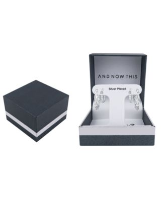 Duo Crystal and High Polished Earring Hoop, Set of 2