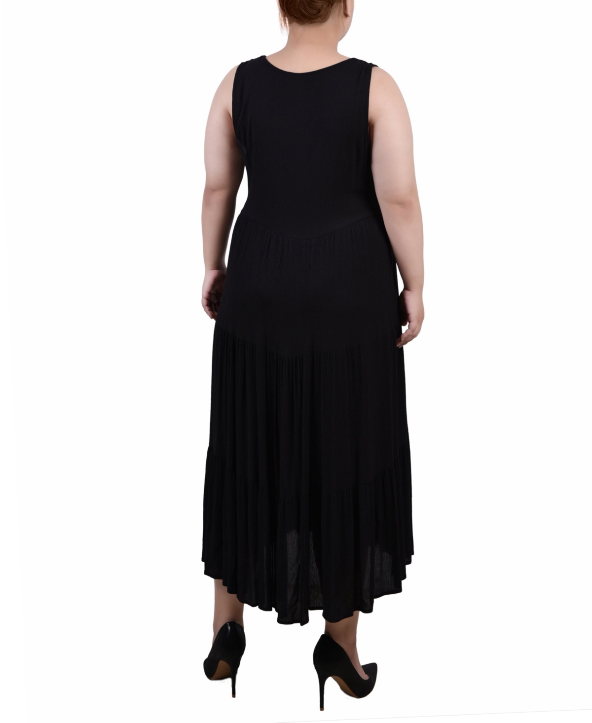 Ny Collection Plus Size Sleeveless Surplice Tiered Dress