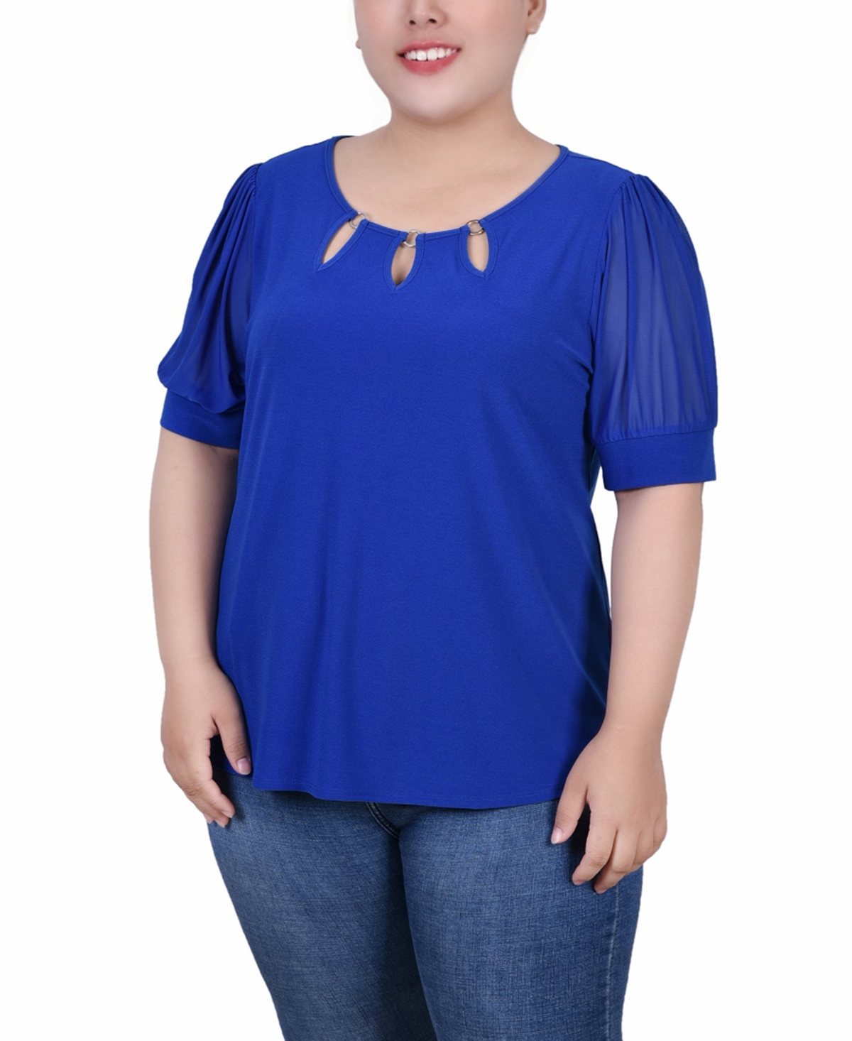 Plus Size Short Sleeve Three-Ring Top - Surf The Web