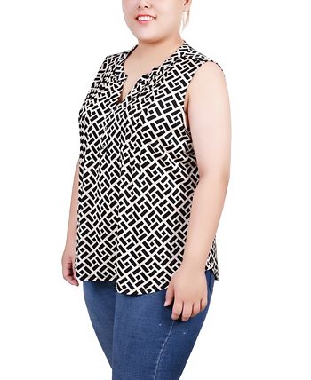NY Collection Plus Size Sleeveless Knit Y neck Top - Macy's