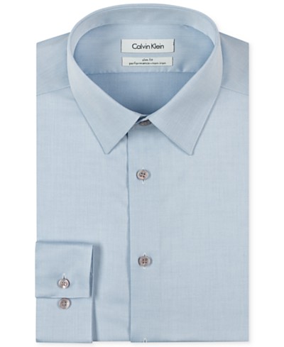 Van Heusen Men's Lux Sateen Fitted Solid Spread Collar Dress Shirt