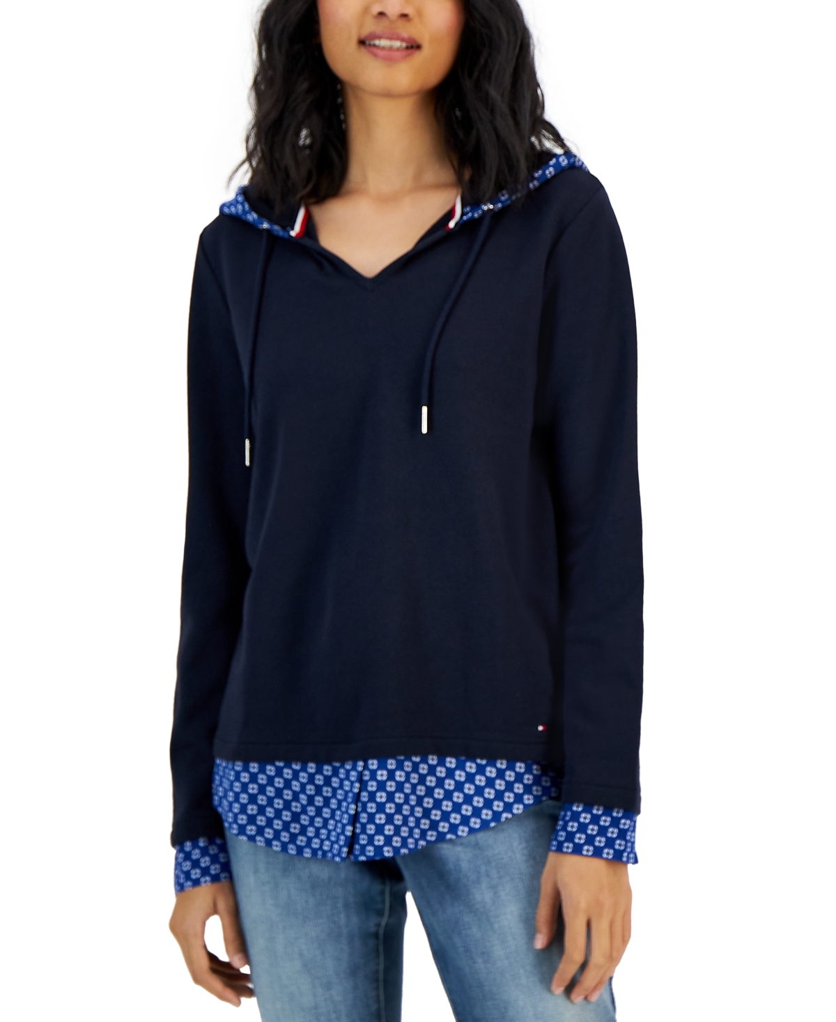 Tommy Hilfiger Women's Layered-Look French Terry Hoodie Top