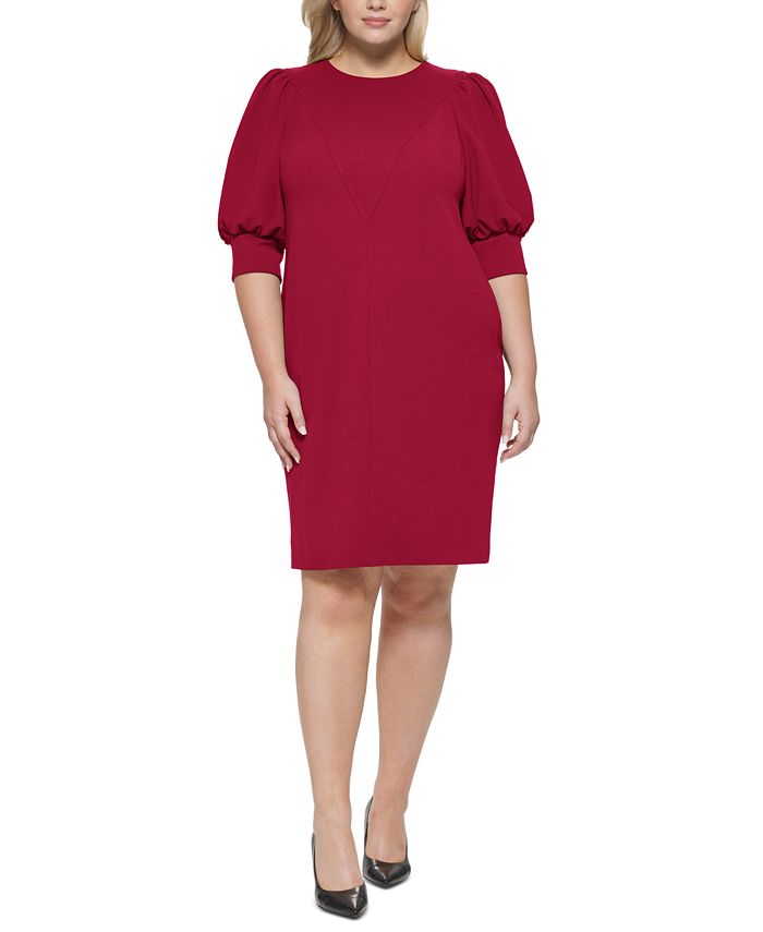 Calvin Klein Women's Trendy Plus Cowl Neck Sheath Dress Blue Size 18W