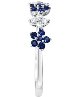 Sapphire (3/8 ct. t.w.) & Diamond (1/6 ct. t.w.) Flower Band in 14k White Gold