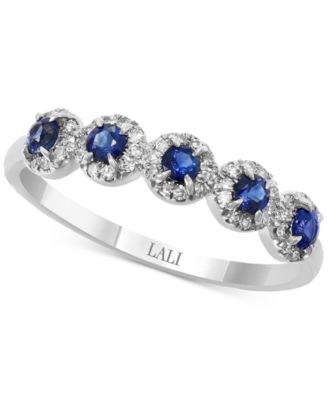 Sapphire (1/3 ct. t.w.) & Diamond (1/6 ct. t.w.) Cluster Band in 14k Rose Gold or 14k White Gold
