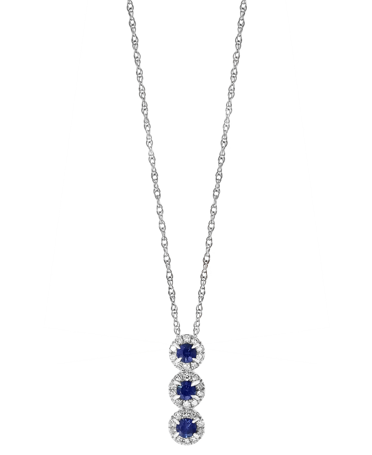 Sapphire (1/6 ct. t.w.) & Diamond (1/10 ct. t.w.) 18" Pendant Necklace in 14k Rose Gold or 14k White Gold - Rose Gold
