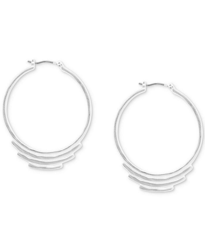 Lucky Brand Silver Tone Deco Hoop Earrings Macy s