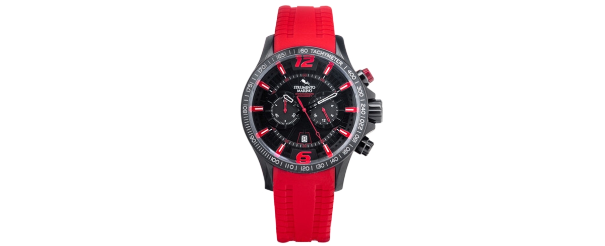 Men's Chronograph Hurricane Red Silicone Strap Watch 46mm - Red Black
