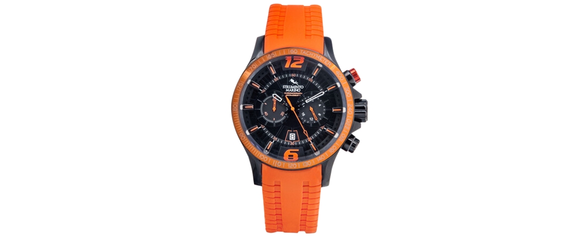 Strumento Marino Men's Chronograph Hurricane Orange Silicone Strap Watch 46mm In Orange Black
