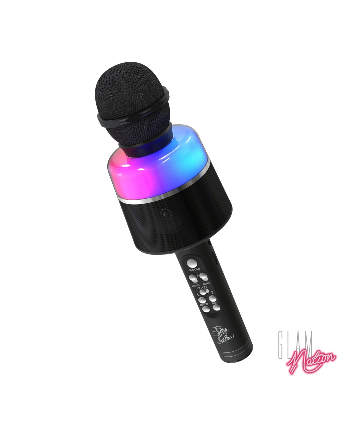Tzumi Glam Nation Star Glow Led Karaoke Microphone In Black
