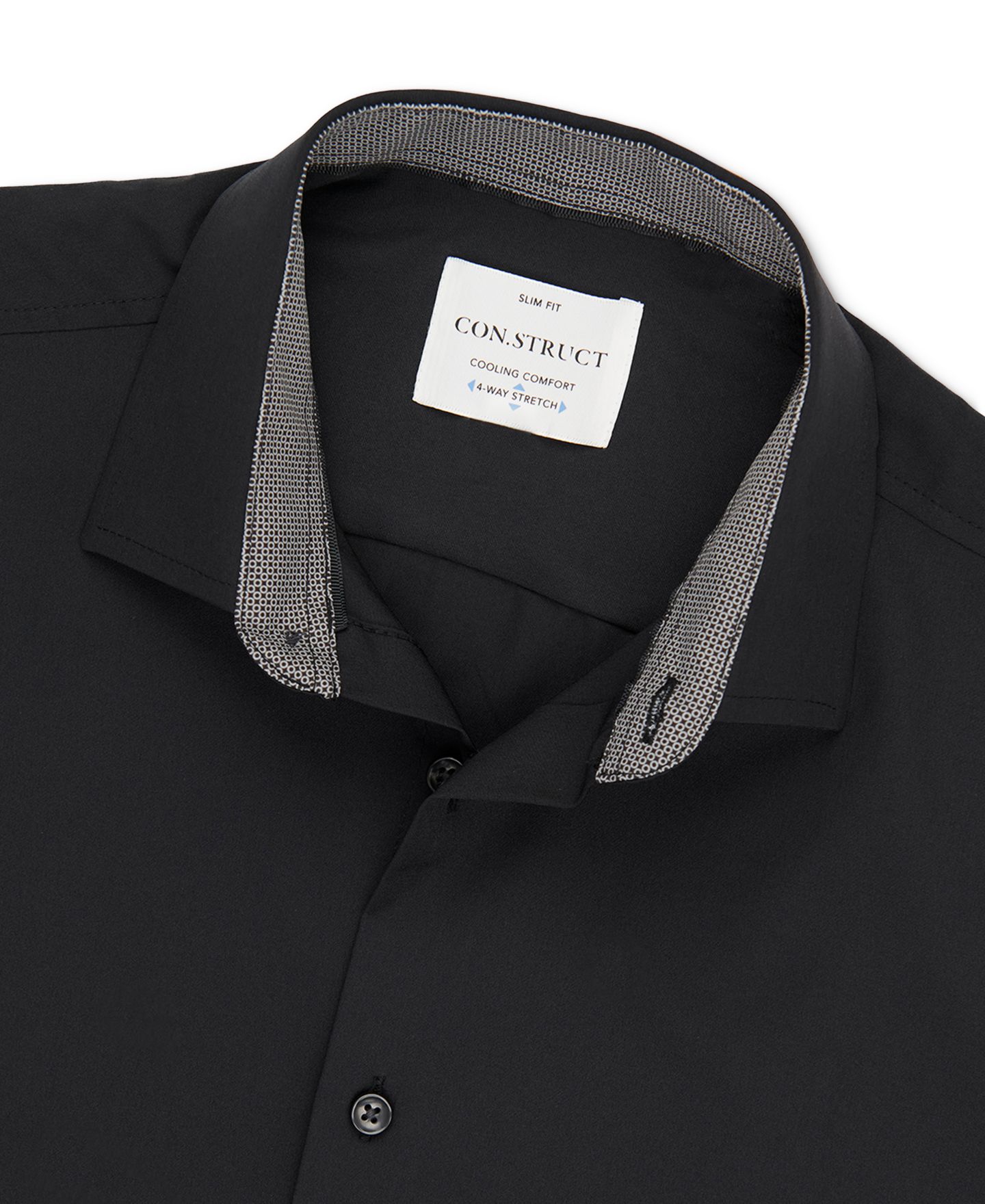 Мужская рубашка ConStruct Slim-Fit Solid Performance Stretch Cooling Comfort Dress Shirt, цвет: Чёрный — фото 5