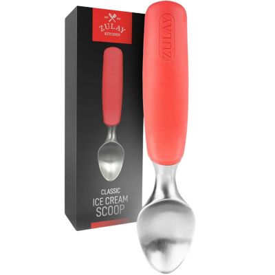 Heavy Duty Ice Cream Scoop - Stainless Steel Ice Cream Scooper With Non-Slip Rubber Grip