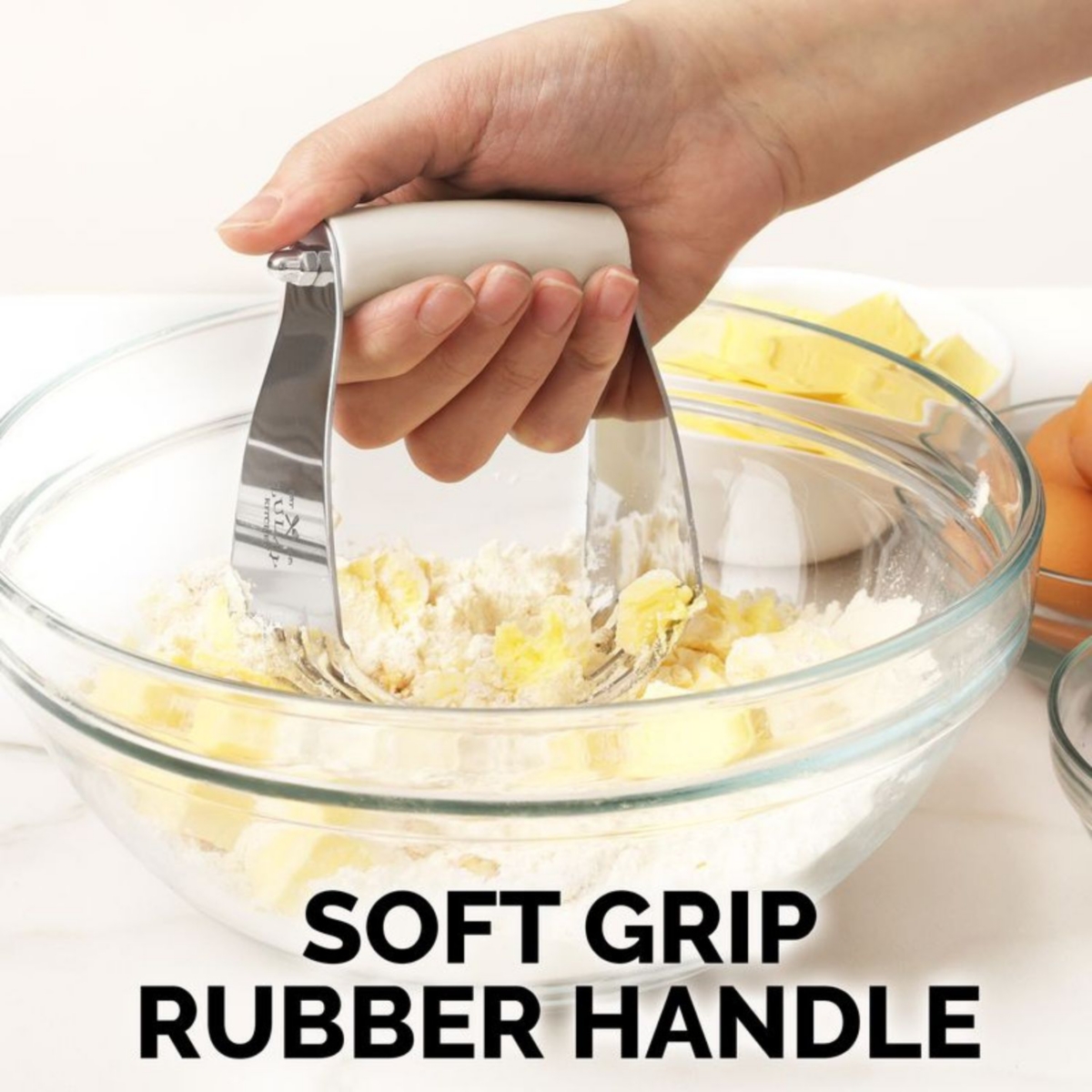Zulay Kitchen Stainless Steel Dough Blender, Pastry Cutter, Heavy Duty Blender and Cutter with Blades