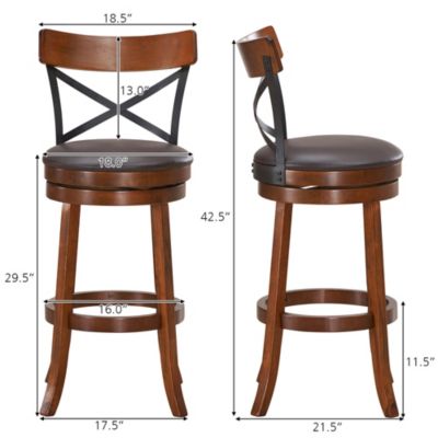 Set of 2 Bar Stools Swivel 29.5'' Dining Bar Chairs