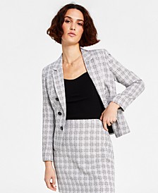 Women's Tweed Faux Double-Breasted Blazer, Created for Macy's 