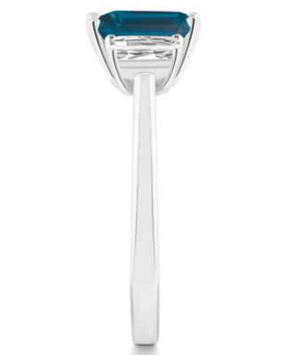 Women's London Blue Topaz (2 ct.t.w.) and White Topaz (3/4 ct.t.w.) 3-Stone Ring in Sterling Silver